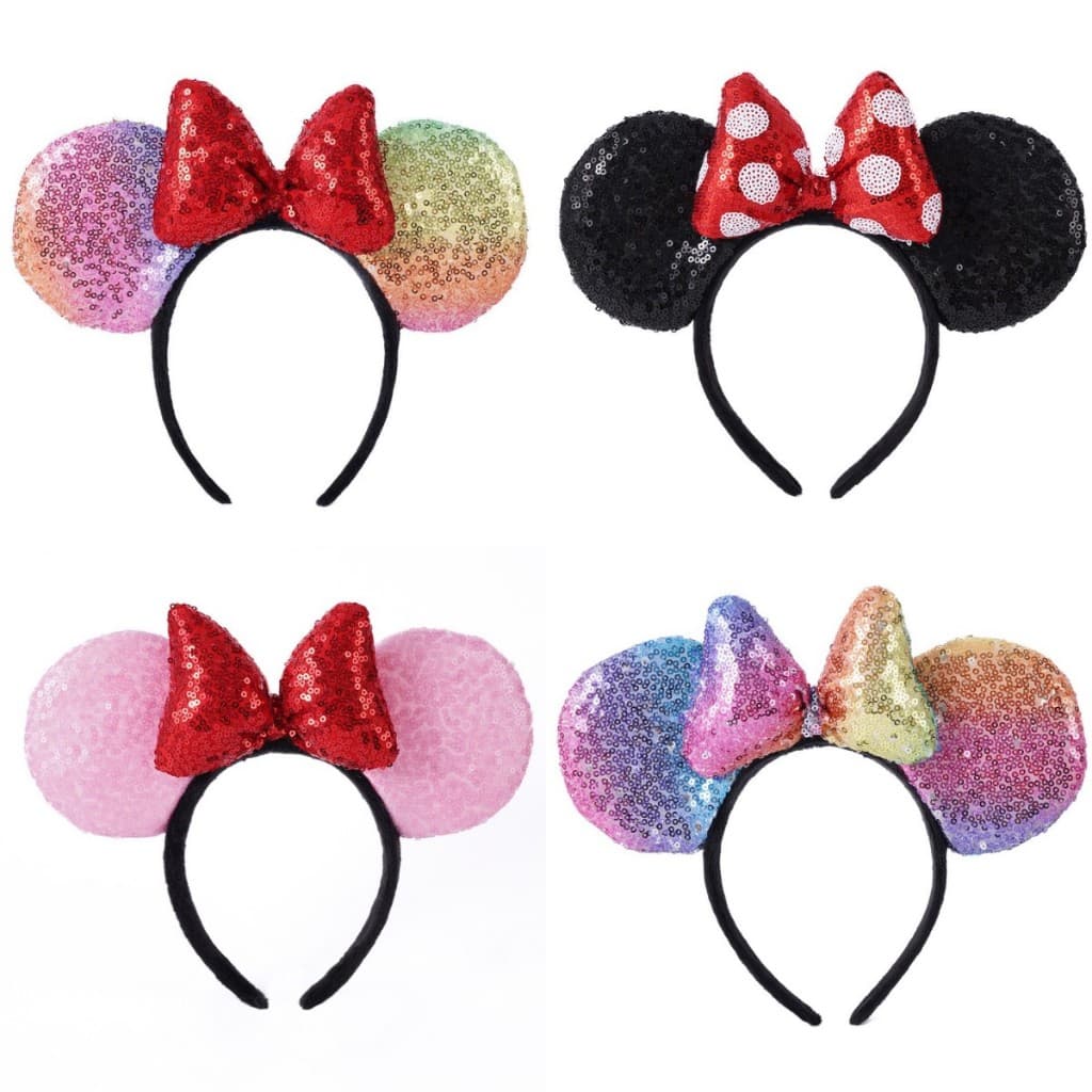 Nova Festa de Férias com Lantejoulas Coloridas Mickey Mouse Ear Park Headband