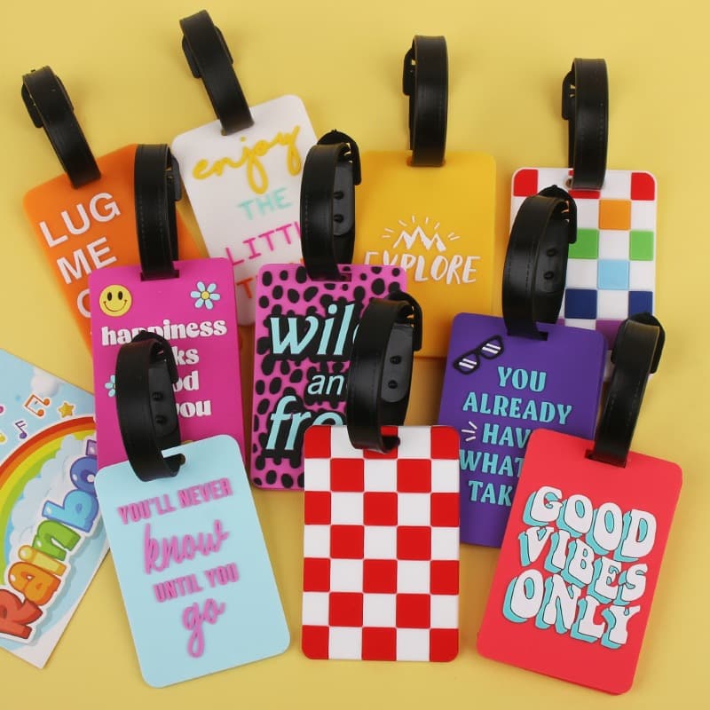13 Padrões Etiquetas De Bagagem Em PVC Seguras Coloridas De Viagem Cartão De Visita Com Nome Identificação Para Malas