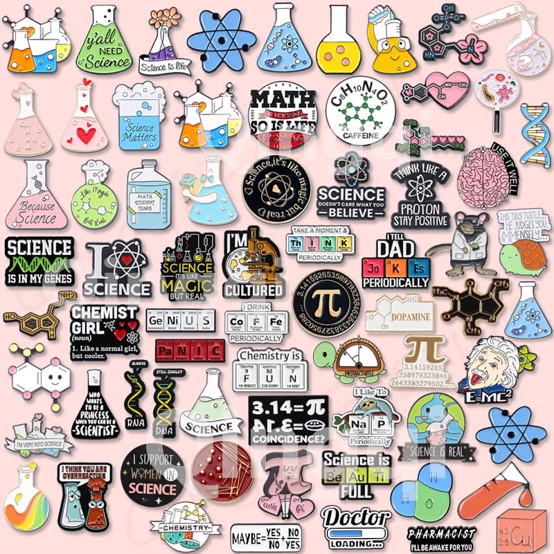 Esmalte De Ciência Colorida Broches De Matemático Fofo Estrutura Molecular Química Broche Lapela Crachás Mochila Vestuário Jóias Presentes Para Estudantes Amigos