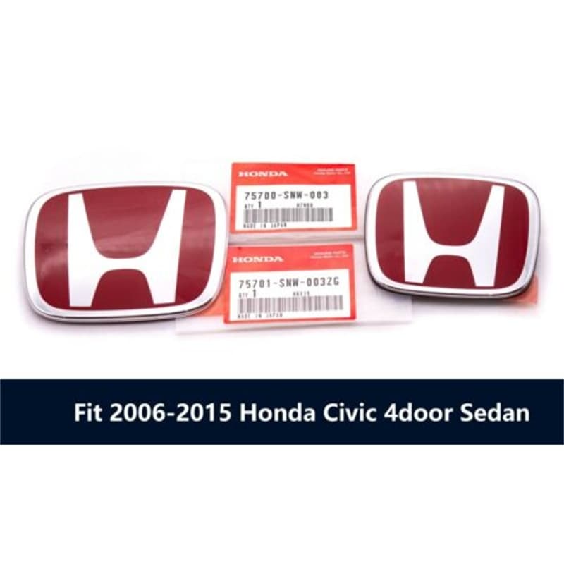 06-11 Honda Civic 2DR Coupé JDM Vermelho H Tipo R-Emblema Dianteiro Traseiro 2PCS Conjunto EX SI