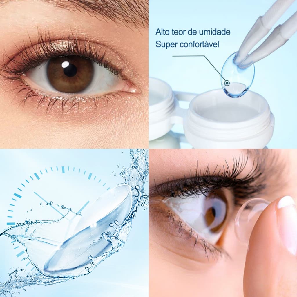 (P :-1.00/- 10.00) Lentes De Contato Com Grau Prescrição 14mm Transparentes 2pcs 6 Meses Usar Lente Ultra-Fina Estojo Gratuito