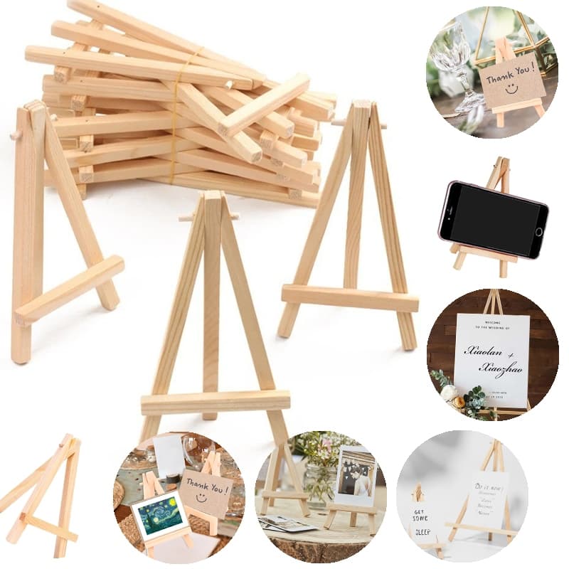 10 Pcs 5 Inch Mini Expositor De Madeira Easel Artist Triangle Cards Stand Pequeno Suporte De Mesa Pintura Holder Tripé Portátil Artesanato Easels Para Crianças Parte