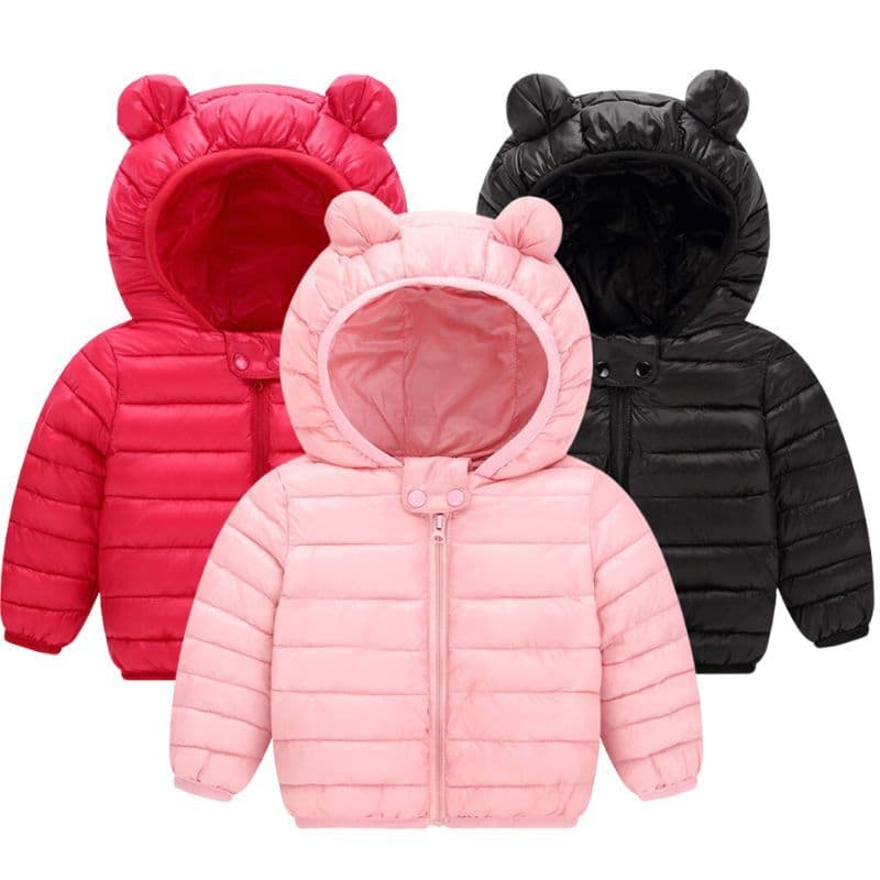 Casaco Leve Para Crianças De Outono E Inverno Novo Desenho Sólida Baixo Acolchoado Meninos Meninas Tamanho Médio Bebês