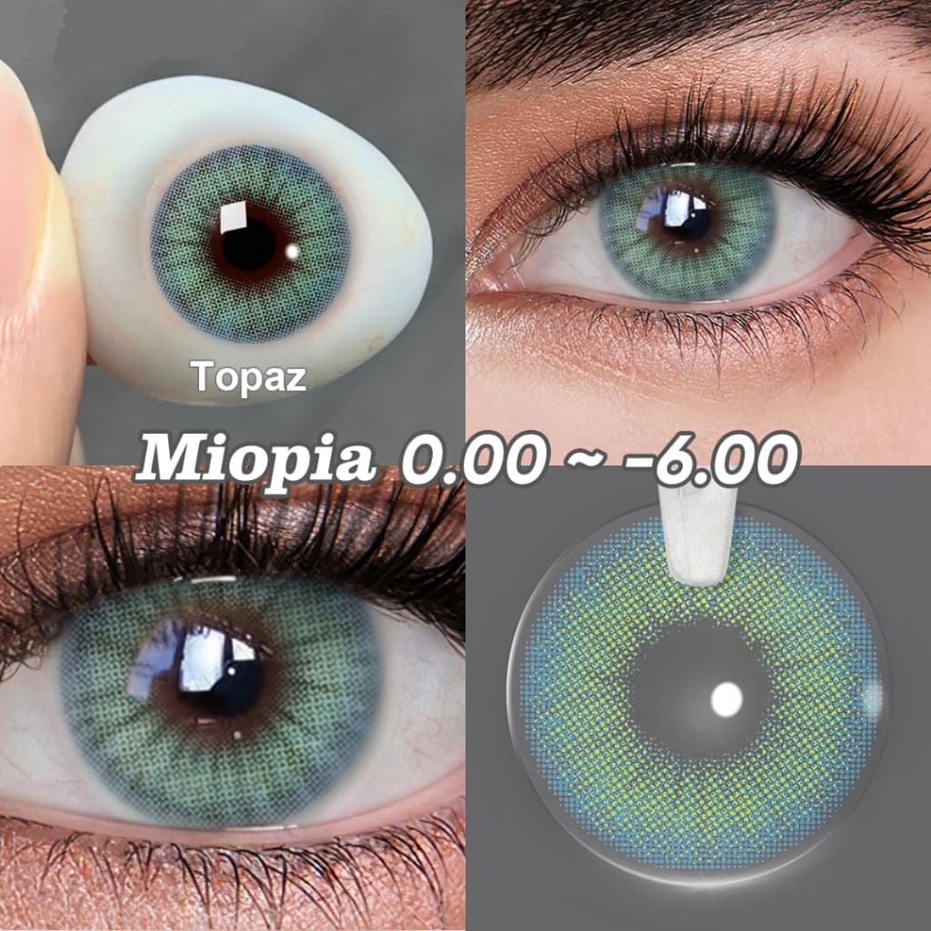 (0 ~-6,00) Magister Lentes De Contato Com Grau miopia Coloridas 2pcs 14,0mm Naturais Para Maquiagem 2 Pcs Lente De Topázio Azul Com Prescrição 6 Meses De Uso