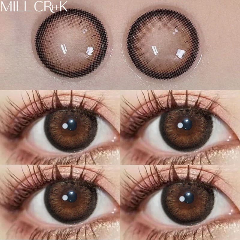 Mill Creek Lentes De Contato Marrons 0 Graus Estilo Diário natural 6 Meses Usam 14,2/14,0/14,5mm Cosméticos Para Os Olhos Das Mulheres Hidrogel Macias E Confortáveis