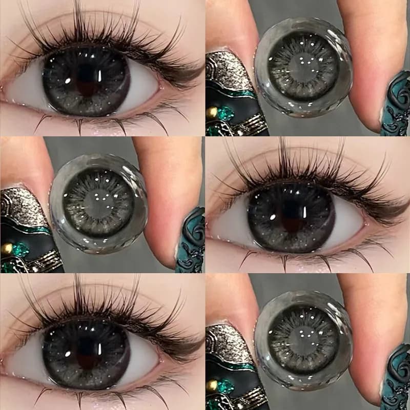 Yimeixi 1 Par Lentes De Contato Cinza Escuro Natural Olhos Grandes Extra 14,0/14,2/14,5mm Diâmetro Grande Hidrogel Suaves 0 Grau