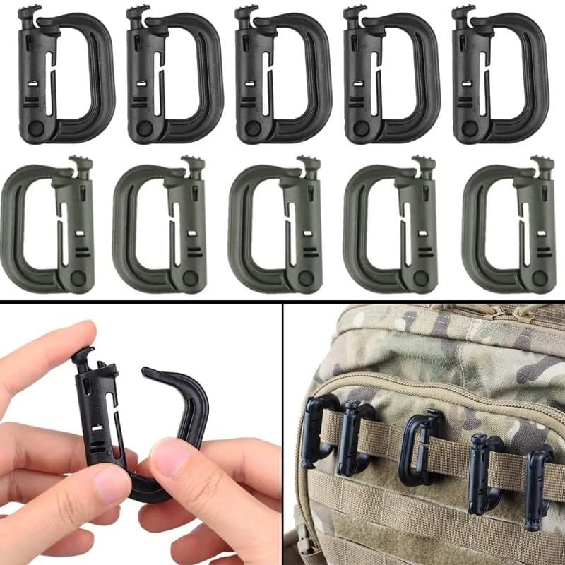 5PC Fivela Tática Grimloc De Segurança MOLLE Travamento EDC Anel D Clip De Gancho Do Mosquetão