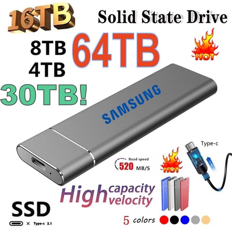 1TB Disco Rígido De Estado Sólido HDD Portátil Externo Original Para PC Dispositivo De Armazenamento USB 3.1 2TB Móvel