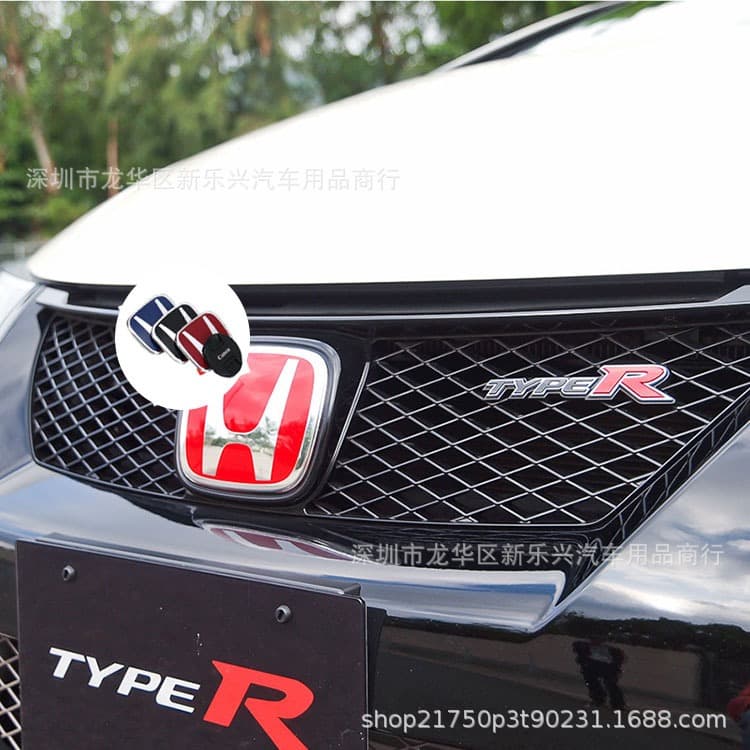 【 Honda 】 Silver Emblema Do Carro Red/Black/Blue (Front + Rear) Modificação Logotipo Crachá Substituição Adesivo Para CIVIC