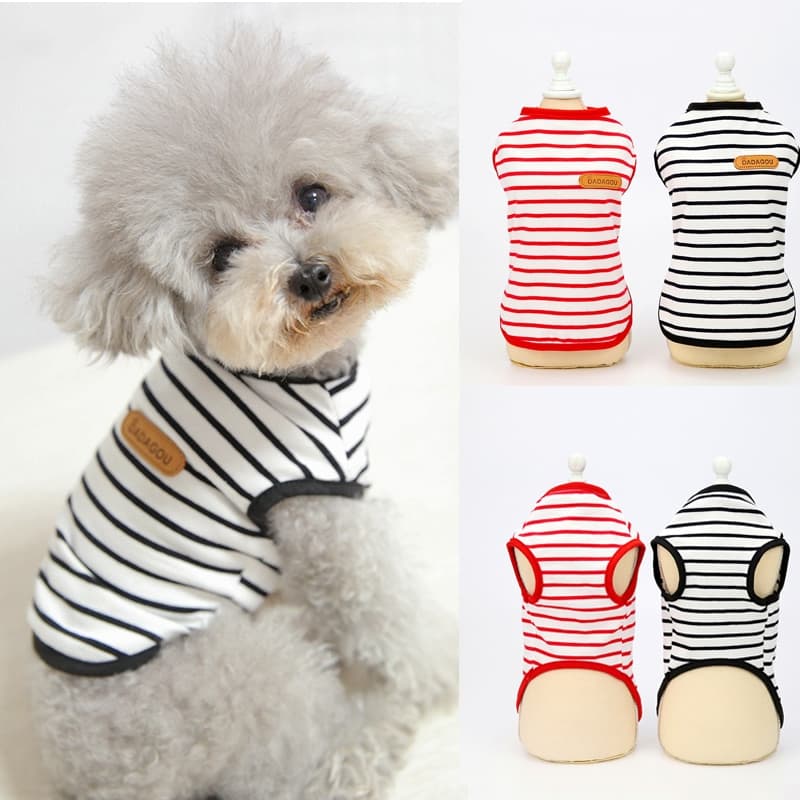 Casual Yorkshire Terrier Dog Clothes Summer Stripe Pet Sleeveless Vest Para Cães Pequenos Camisas mascotas Roupas