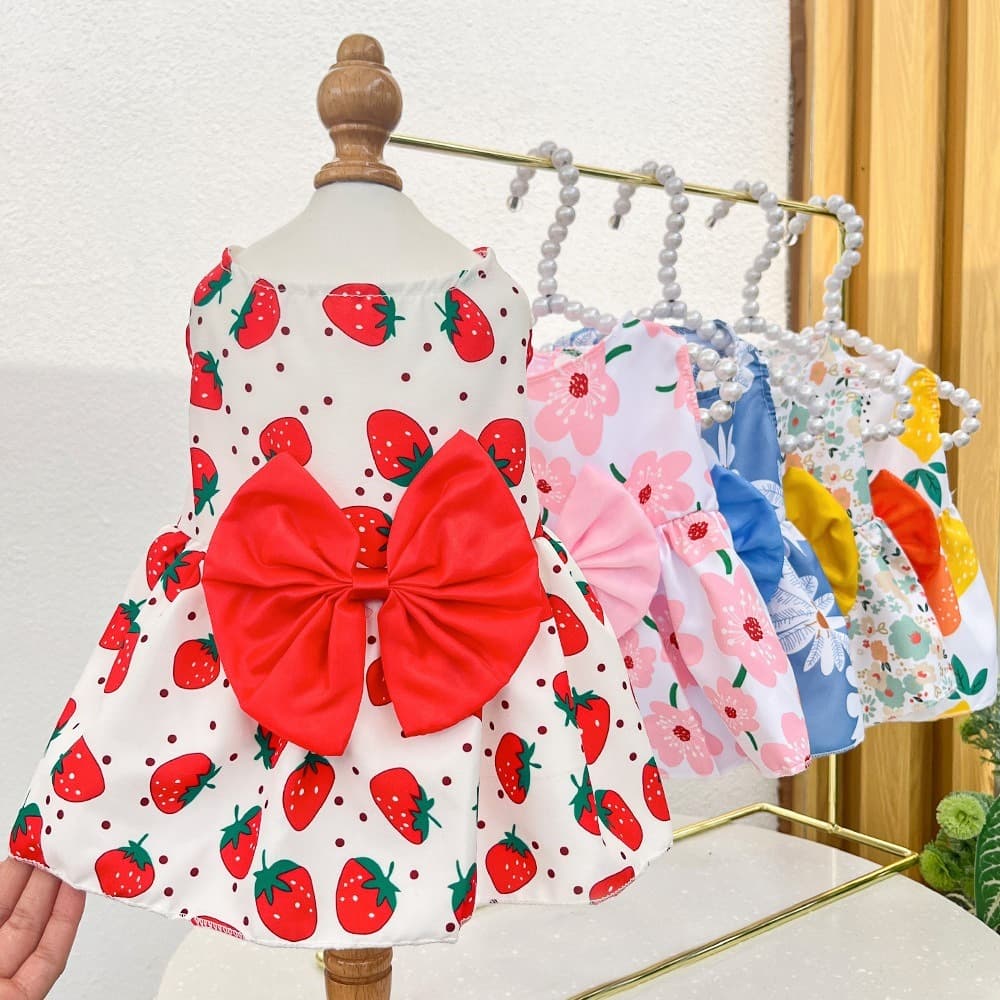 Vestido Floral De Princesa Cão Para Shih Tzu Roupa De Cachorro De Verão Fofa De Gato
