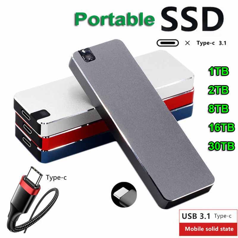 Mini SSD Portátil Tipo C/USB3.1 Unidade De Estado Sólido Móvel Externa De Alta Velocidade 1TB 2TB 8TB 16TB 30TB 60TB 128TB De Disco Rígido