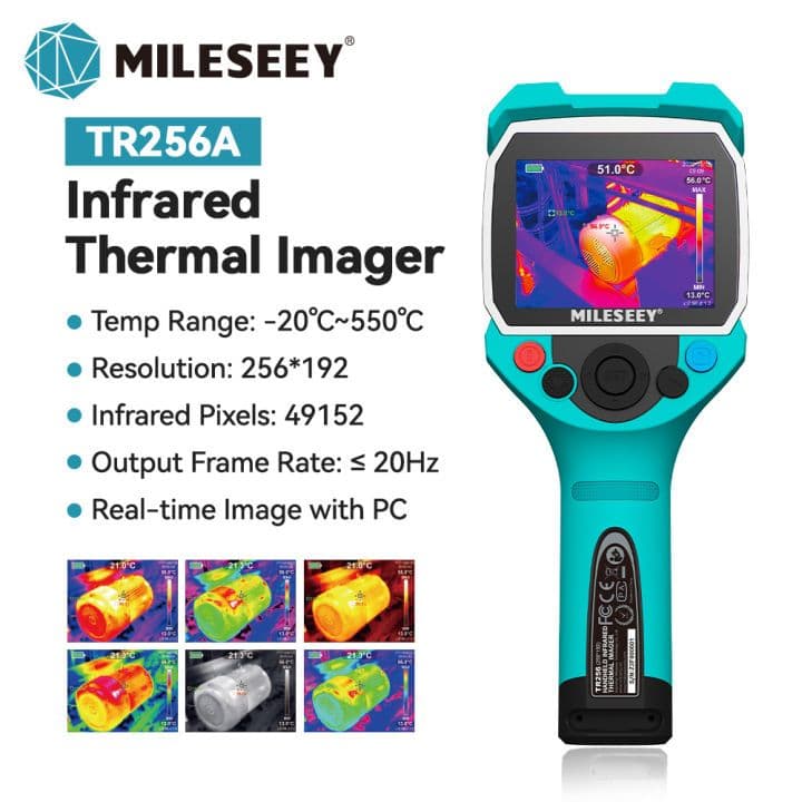 ★ Mileseey Câmera De Imagem Térmica Portátil Com Resolução IR De 256 * 192 , Tela LCD De 3.5 Polegadas IP65 À Prova D'ág