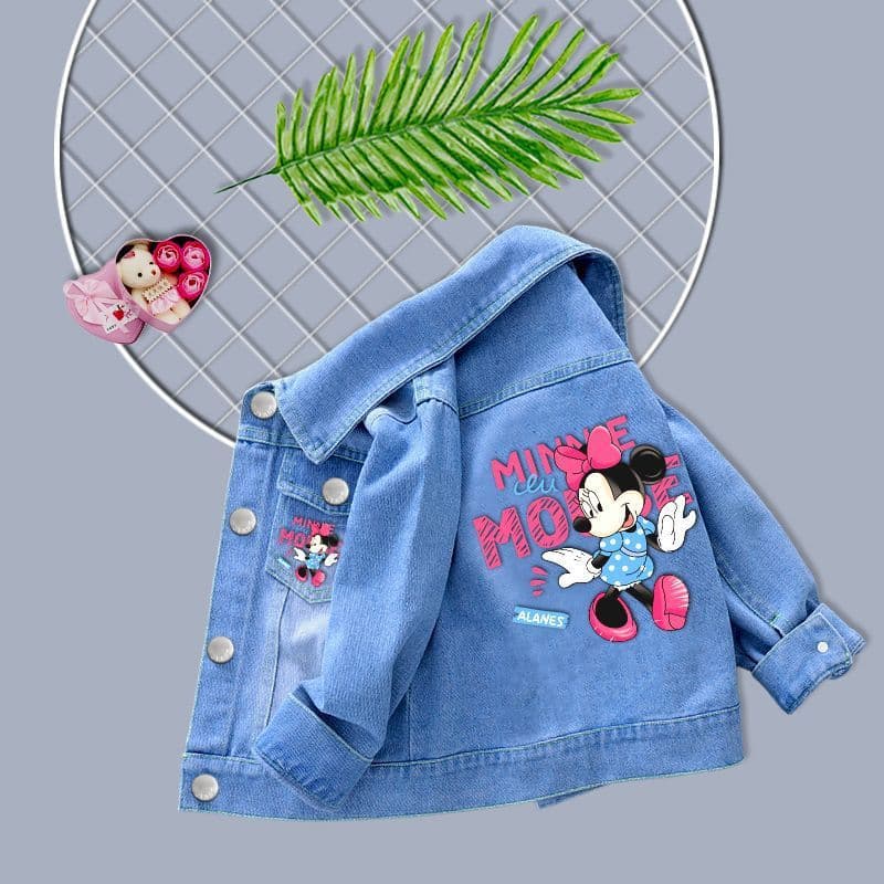 Meninas Primavera Outono Desenho Animado Minnie Denim Casaco Moda Infantil Coelho Fino Roupa Exterior 12 Meses-8 Anos