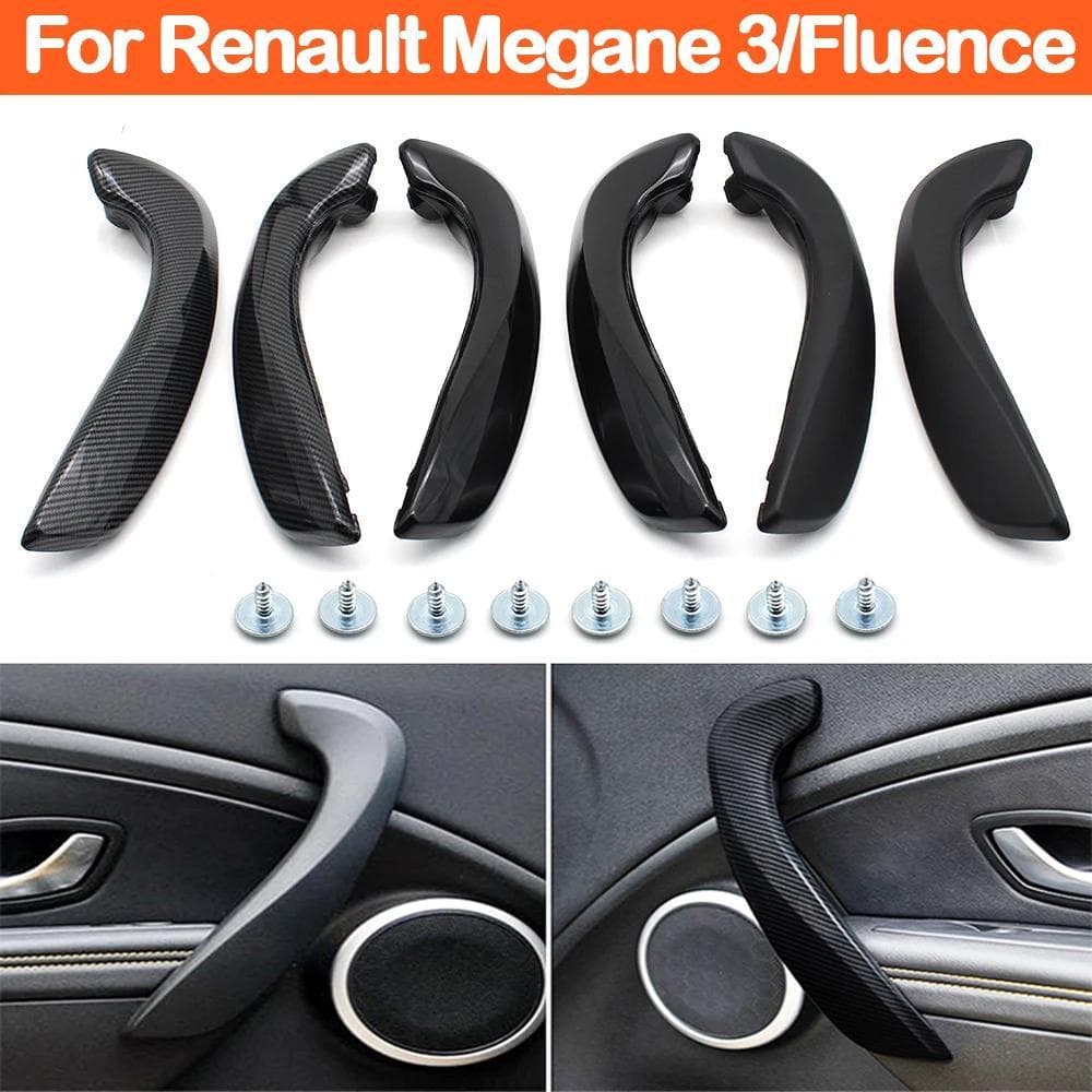 Fibra De Carbono Preto Interior Do Carro Punho Da Porta Esquerda Direita Para Renault Megane 3 MK3 Fluence 2008-2016 809540001R 809600007R