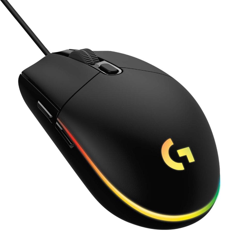 Mouse para jogos com fio Logitech G203, 8.000 DPI, efeito óptico arco-íris LIGHTSYNC RGB, 6 botões programáveis, memória