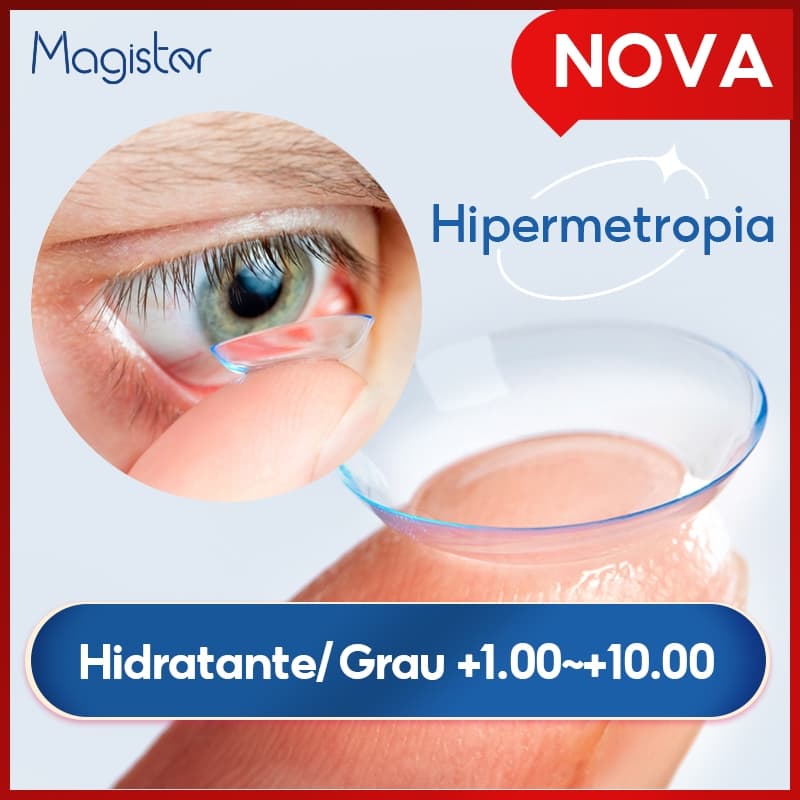 (+ 1.00 ~ + 10.00) Magister Lentes De Contato Transparentes Eyes 1 Par 14.0mm Para Longe Da Visão-Dificuldades Ver Perto