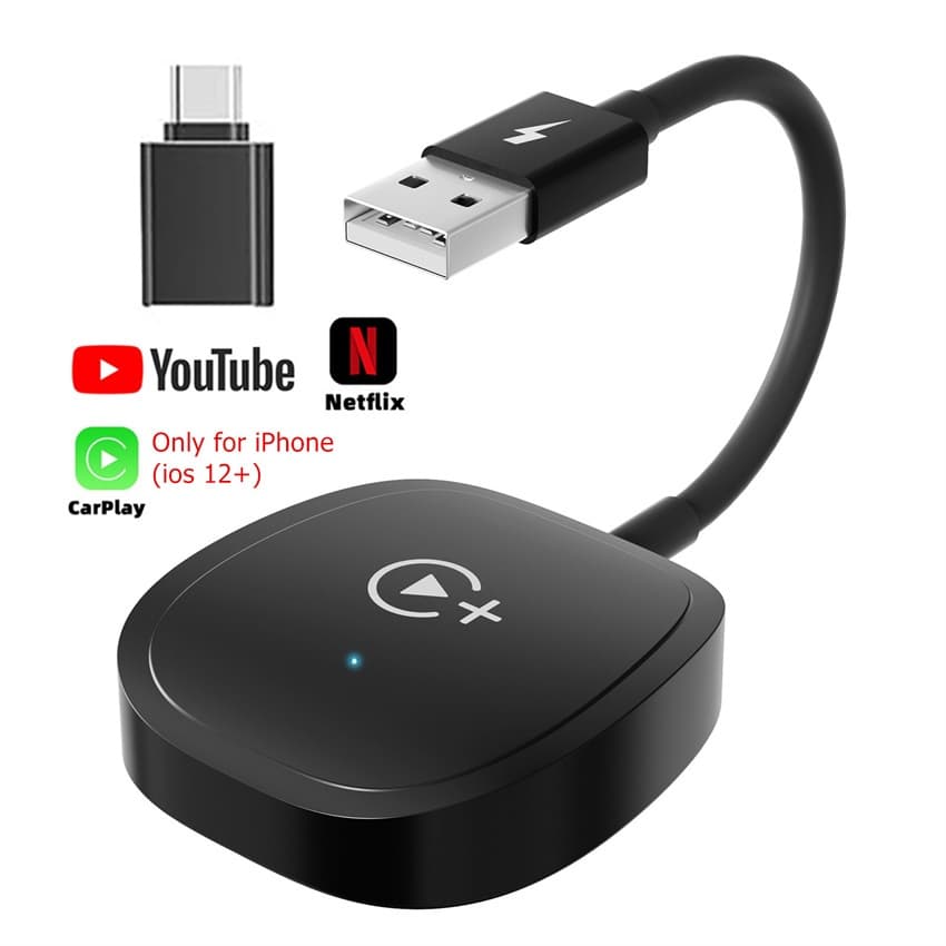 THT020-6 + Carplay Smart Box Streaming Suporta NetfIix/YouTube/Tiktok Apple Adaptador Sem Fio Para Com Reprodução De Car