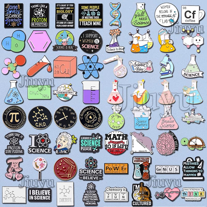 I Love Math Science Pins 100 Style Brooches Cute Beaker Broche De Molécula Química Escola De Alfinetes Presentes Para Professores Estudantes