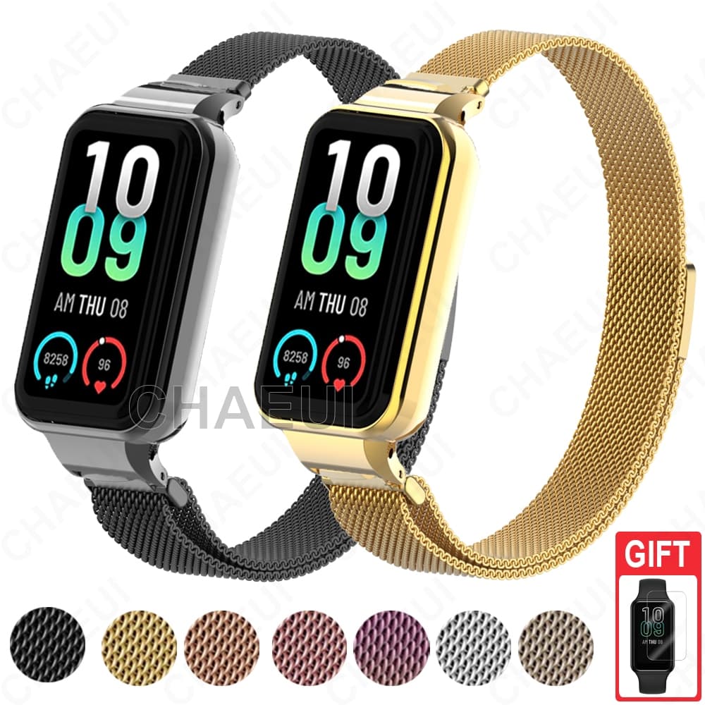 Pulseira De Aço Inoxidável Metal Substituição De Acessórios Para Amazfit Band 7