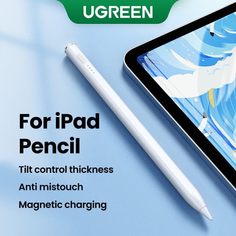 Caneta Stylus UGREEN Para Lápis Apple Magnético iPad Pro 12.9 Air Mini 2022 Basculante Bluetooth Com Luz Indicadora