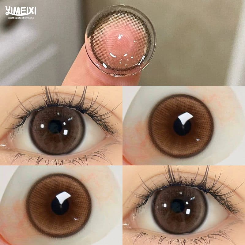 Lente De Contato Yimeixi 2PCS Brown Com Grau (0 ~-8.00) 14.2/14.5mm Uso De 6 Meses 2024 Novas Lentes Para Estudantes Sem Maquiagem Naturais