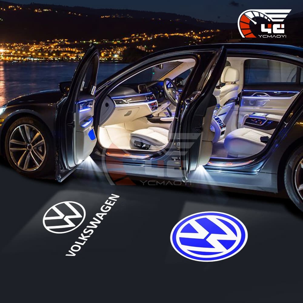 2/4Pcs Porta Do Carro LED Luz De Boas-Vindas Projetor Laser Lâmpadas De Cortesia Para Volkswagen Golf Passat Jetta Magotan Touareg Tuguan Touran Sagitar Eos T-ROC Acessórios