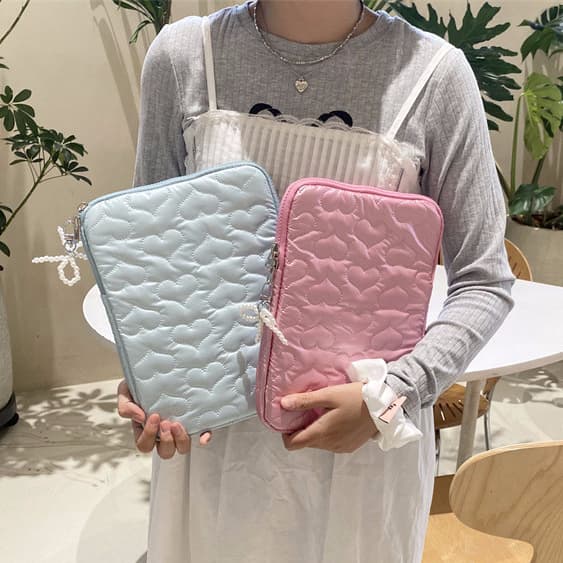 Bolsa Para Laptop Estilo Han Ins Love Heart Bow Tie Pearl À Prova De Choque Embalagem PC Adequada 9-15.6-Polegadas