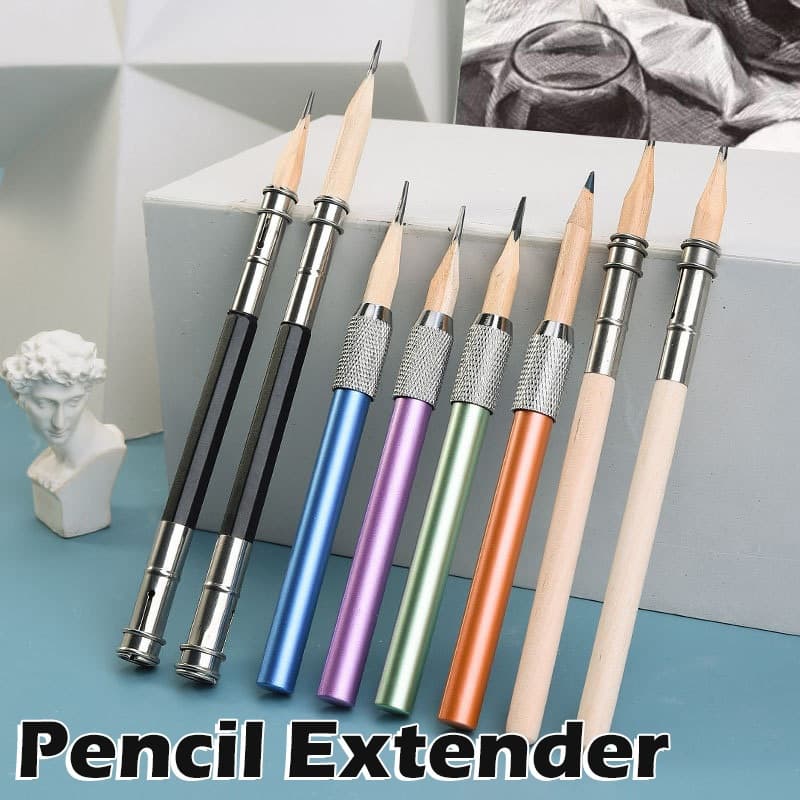 3 Pçs Extensor De Lápis De Metal Dupla Extremidade Haste De Extensão De Madeira Arte Papelaria Esboço Estender Pintura G