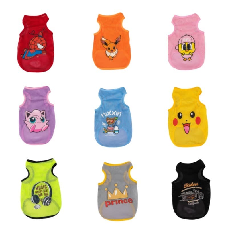 Camisa De Cachorro Estampada Com Desenho Animado Gato Malha Protetora Solar Para Animais De Estimação