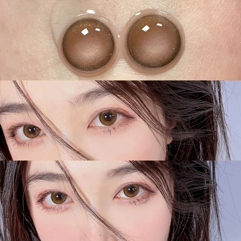 KSSEYE 2pcs Lentes De Contato Coloridas 14,2mm Marrom Preto Olho Suaves Com Grau Usado 1 Ano