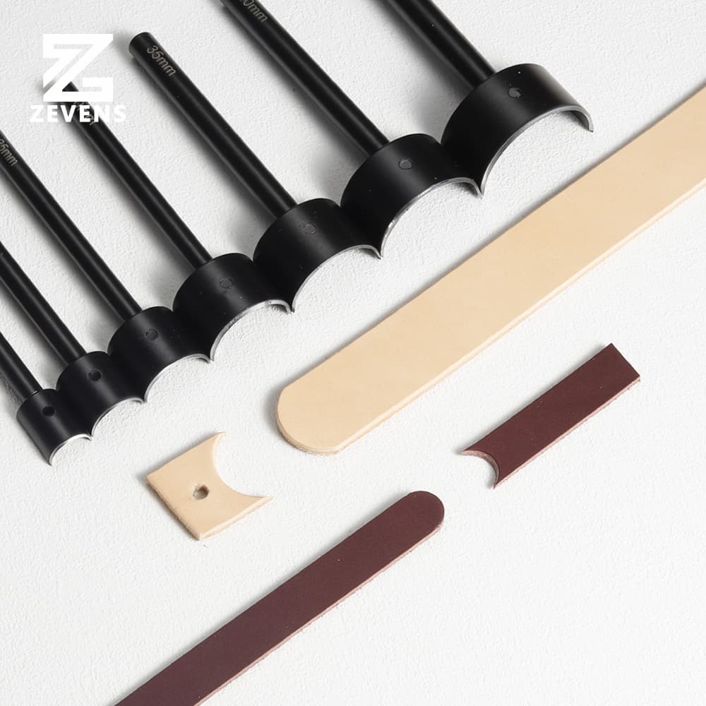 Versão atualizada haste preta semicírculo perfurador artesanal bens de couro diy ferramenta cinto perfurador corte cauda