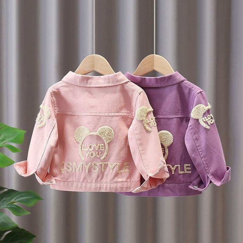 Primavera Outono Baby Girl Denim Jacket Casaco De Ganga Para Crianças Carta Padrão Top Fashion Cowboys Cardigan Kid Coat