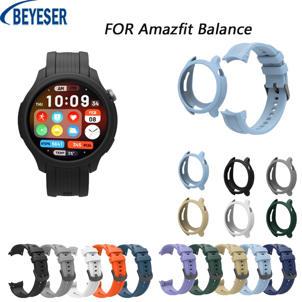 Bracelete De Silicone Para O Amazfit Balance Pulseira Esportiva Ajustável De Smartwatch Relógio Smart Watch Anti-Queda Conjunto De Acessórios Relógios
