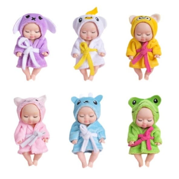 Novo Estilo|11cm Bebê Reborn Realista Trocável Doll Bebe Reborn Silicone Sólido Carro Lido Simulação de Sono Renascimento Doll bjd Doll Bathrobe Doll Dressable Girl Toys Brinquedos Infantis