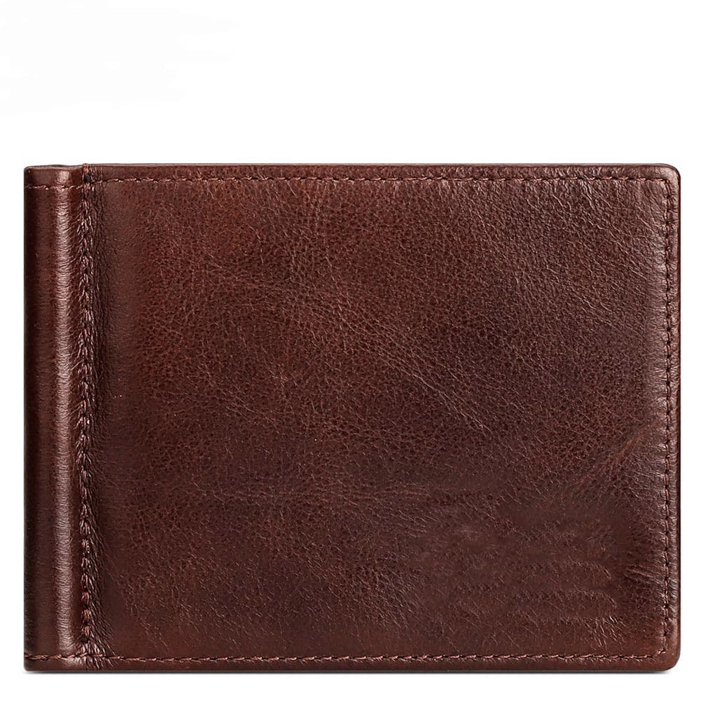 Famosa Marca Masculina Clipe De Dinheiro Couro Bifold Bolsa Horder Cartão Carteira Magro Braçadeira