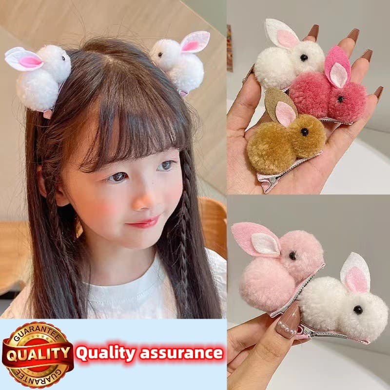 Clip de Cabelo Fofo de Cabelo Tridimensional Fofo de Coelhinha Clip de Cabelo Menina Peluche Não Machuca Cabeleireiro Lateral