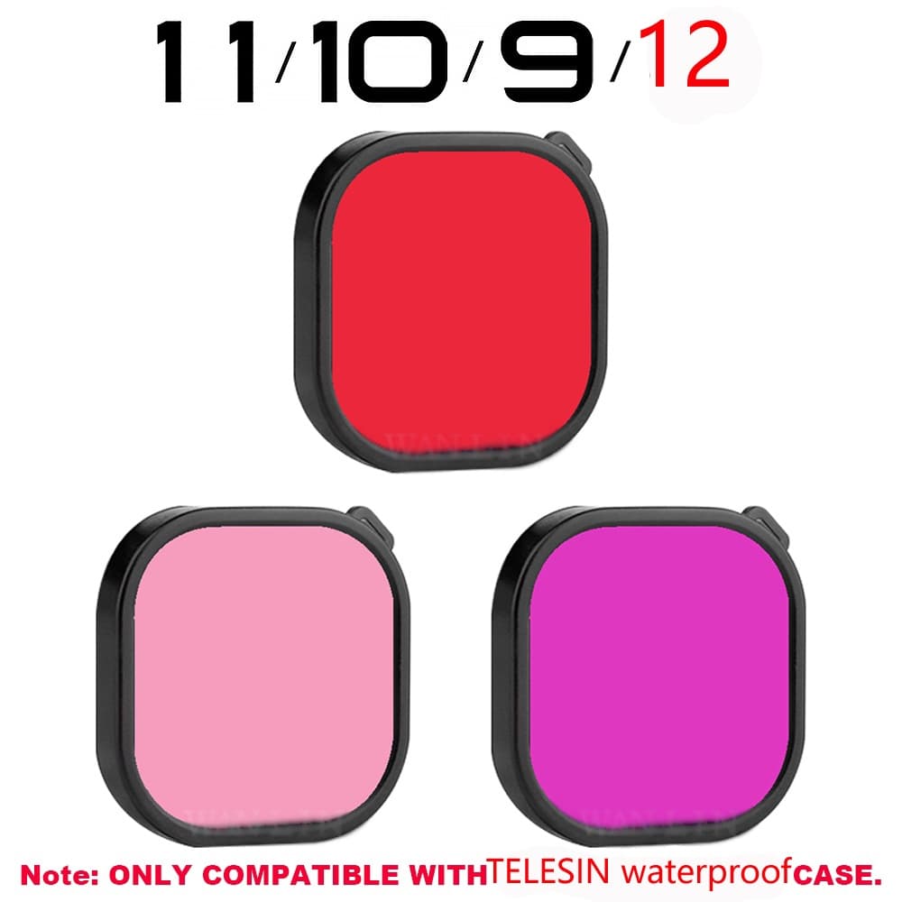 3pcs Filtro De Mergulho Vermelho Rosa Roxo Filtros De Lente Para TELESIN Gopro 13 12 11 10 9 Capa À Prova D'água
