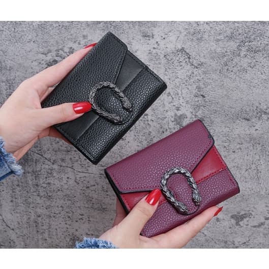 Carteira de Couro Curto Carteira de Couro Carteira Pequena Embreagem Tripla Porta-cartões Multifuncional Porta-cartões Porta-cartões