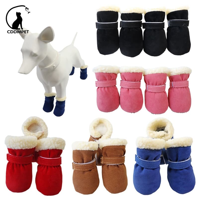 4 Peças Pet Botas De Inverno Cachorro Para Cães Pequenos Antiderrapantes De Gato Neve Calçado
