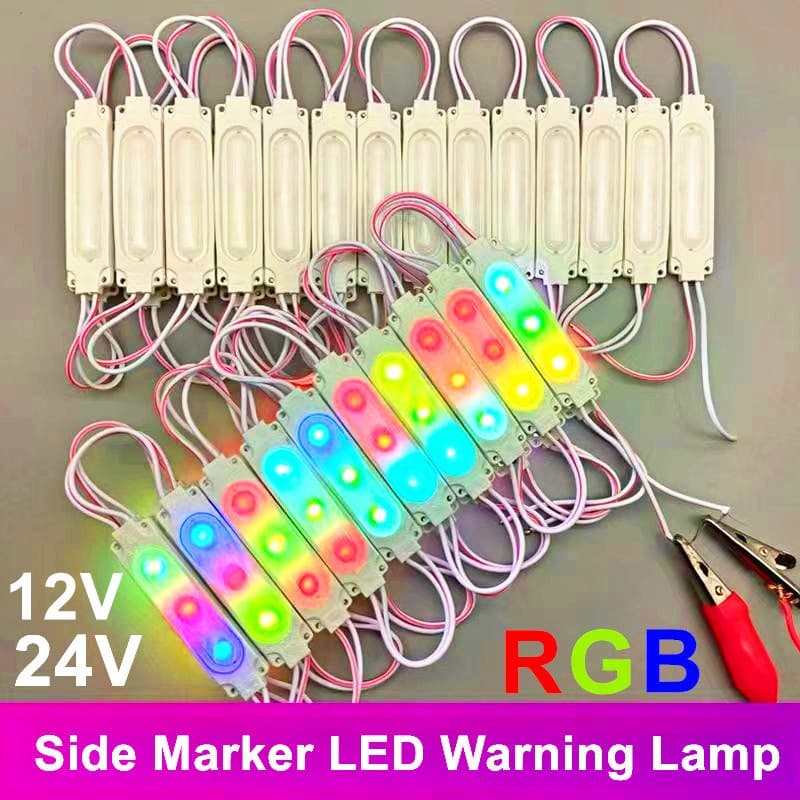 DC12V Módulo LED 24V Branco Vermelho Verde Azul Rosa Amarelo Púrpura Colorido Luz Indicadora Do Lado Caminhão 5/10/20 pcs Lâmpada De Advertência