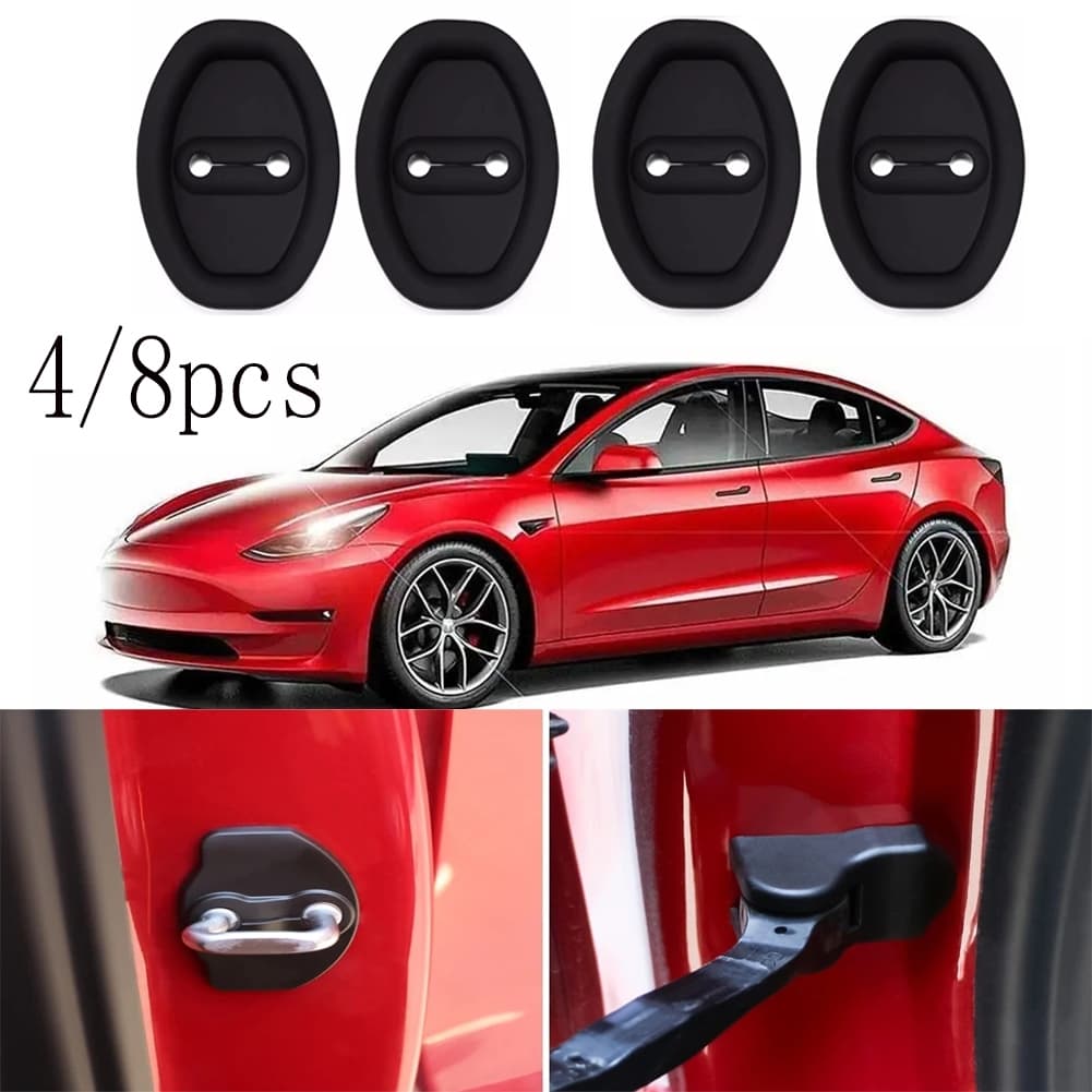 4 pçs Silicone fechadura da porta do carro fivela capa protetora fechadura da porta do carro almofada absorvente de choq