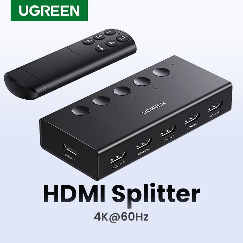 UGREEN 4k 60HZ HDR 5 Em 1 Saída HDMI Splitter Com Controle Remoto Para laptop Modelo PS5 Switch