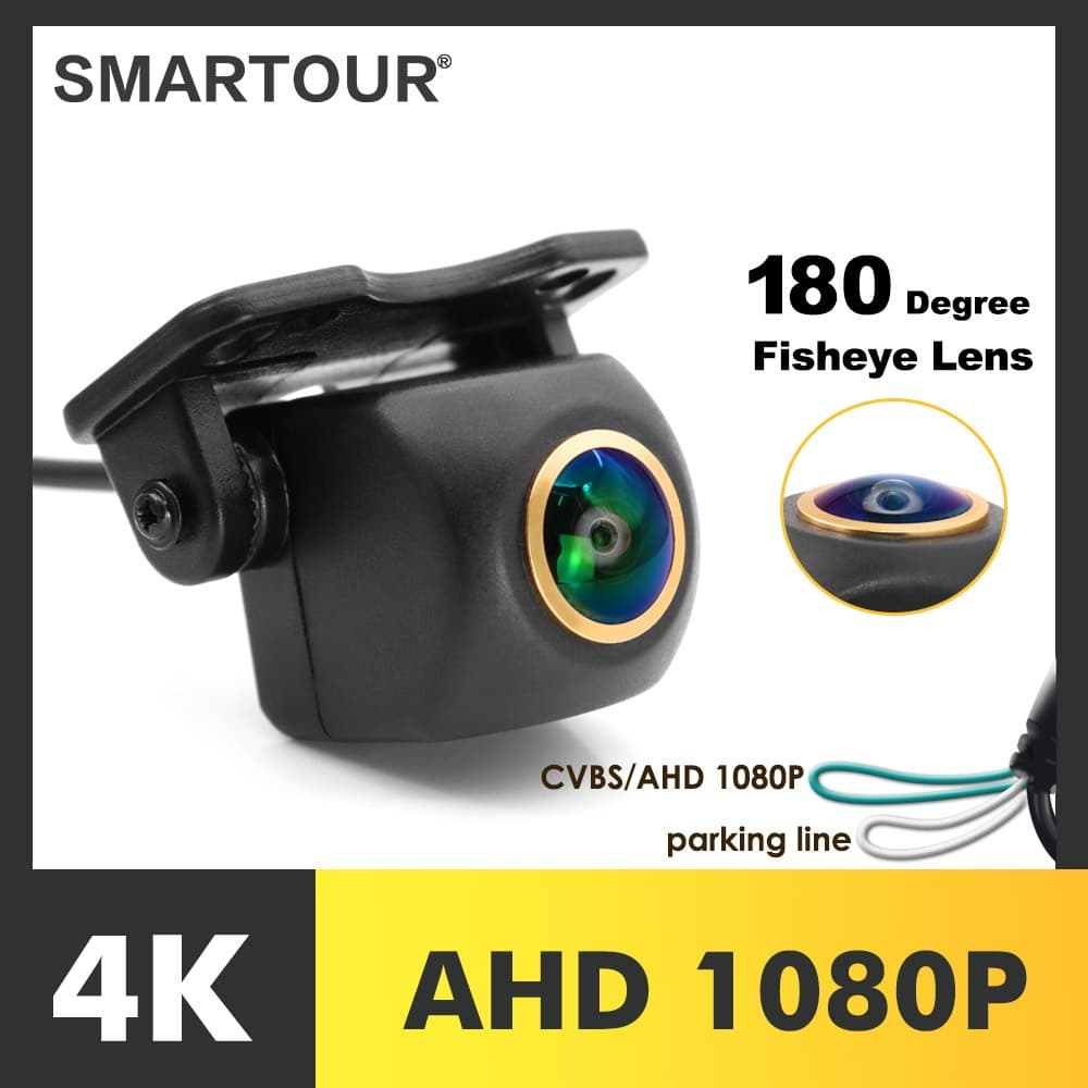 Smartour AHD 1080P Visão Noturna 180 Graus Fisheye Len Carro HD Backup Inverso Vista Traseira Câmera Veicular Frontal Monitor DVD Android