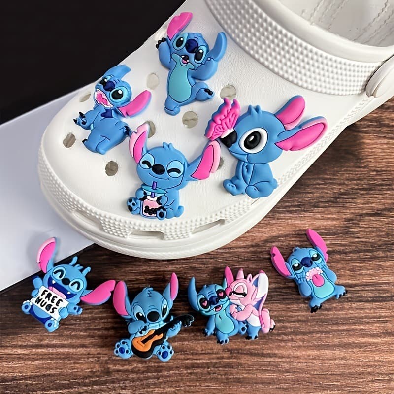 8PCS Anime Stitch Series Fivelas De Sapato Com Padrão De Desenho Animado Destacáveis Acessórios Decorativos