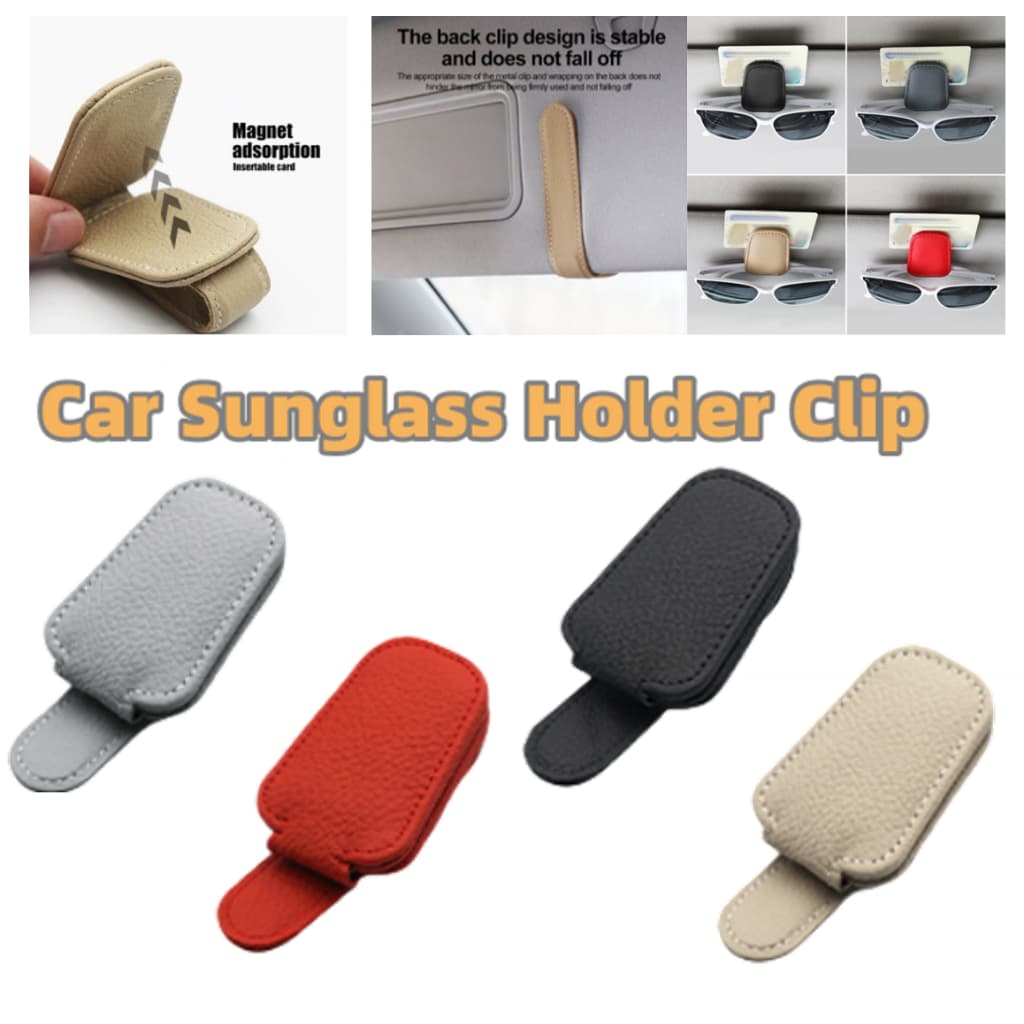 Clip Para Óculos De Sol Universal Carros Magnético De Couro PU Visor Solar Acessórios Ticker Card