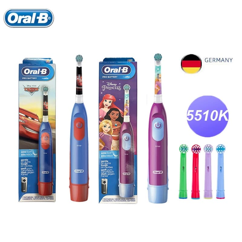 Oral B Escova Dental Elétrica Para Crianças Rotativa Limpa Extra Macia 2 Min . Timer À Prova D'água Com Refil De Substituição