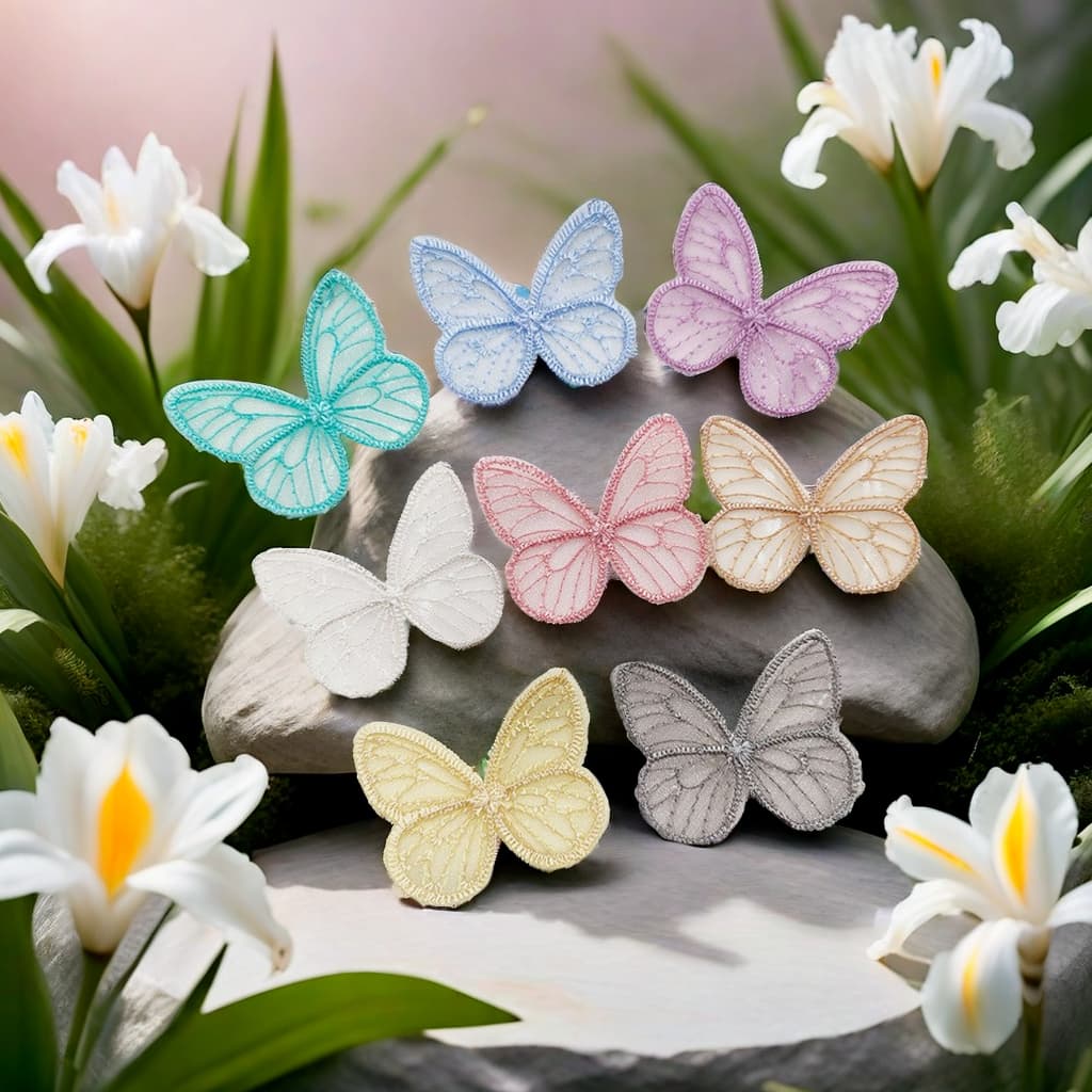 48Pcs 3.5 * 4.5cm Borboleta De Malha Bordada Para Roupas De Bricolage Cabeleireiro Decoração Chapéu Sapatos Patches Acessórios