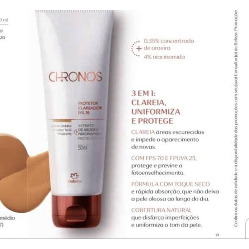 Protetor Clareador FPS 70 Chronos Claro Médio - 50ml
