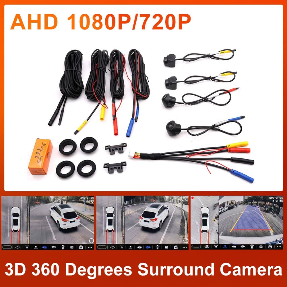 AHD 1080p 3D 360 ° Surround Bird View Câmera De Carro Esquerda Direita Frontal Traseira De 4 Vias Para Android